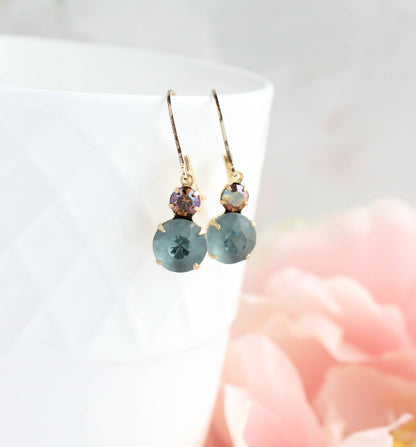 Little Dusty Sea Blue Glass Drop Earrings