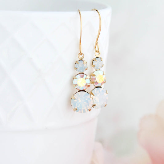 Opal Glass Earrings | Small Drop Earrings