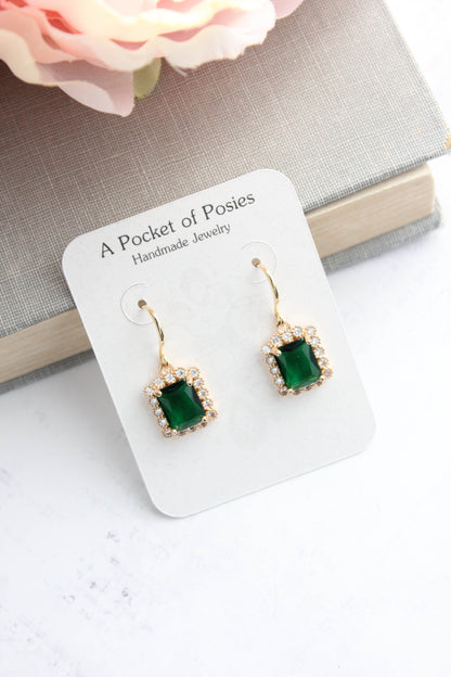 Emerald Green Glass Earrings
