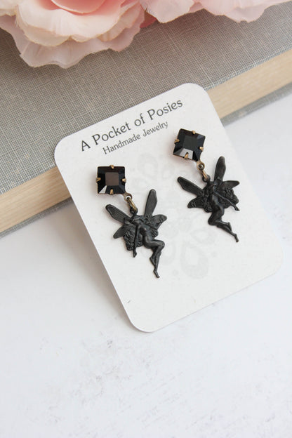 Fairy Stud Earrings | Blackened Patina