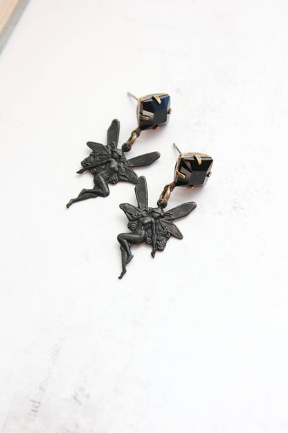 Fairy Stud Earrings | Blackened Patina