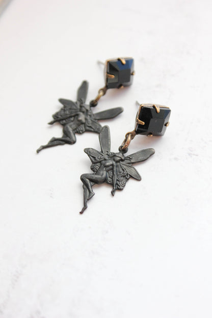 Fairy Stud Earrings | Blackened Patina
