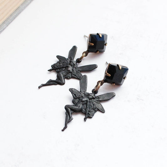 Fairy Stud Earrings | Blackened Patina