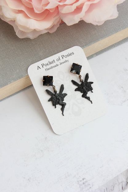 Fairy Stud Earrings | Blackened Patina