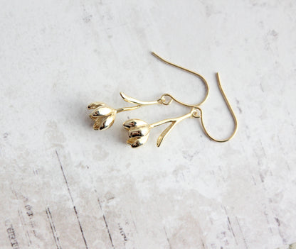 Tulip Earrings | Glossy Gold or Silver