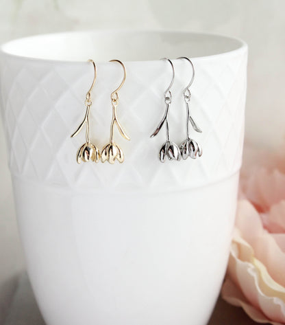 Tulip Earrings | Glossy Gold or Silver