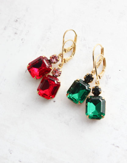 Emerald Green Glass Earrings
