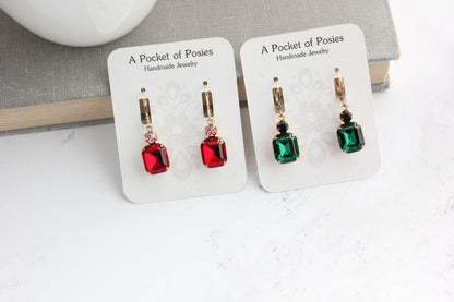 Emerald Green Glass Earrings