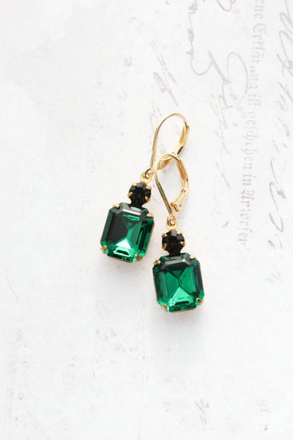 Emerald Green Glass Earrings