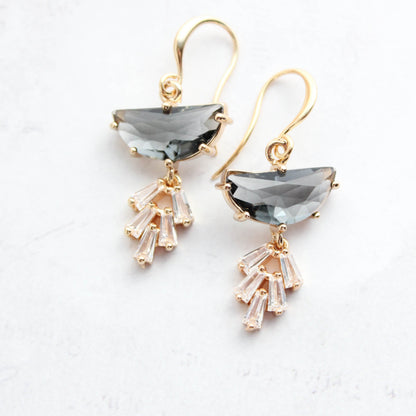 Art Deco Earrings | Half Moon and Leaf