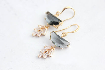 Art Deco Earrings | Half Moon and Leaf