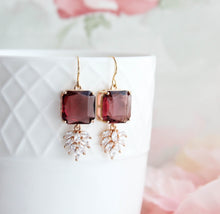 Load image into Gallery viewer, Art Deco Earrings | Glass Leaf Drops (4 Colors)