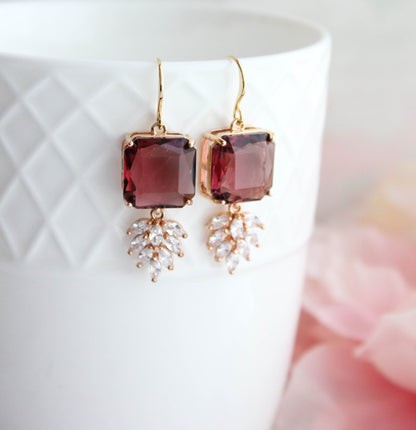 Art Deco Earrings | Glass Leaf Drops (6 Colors)