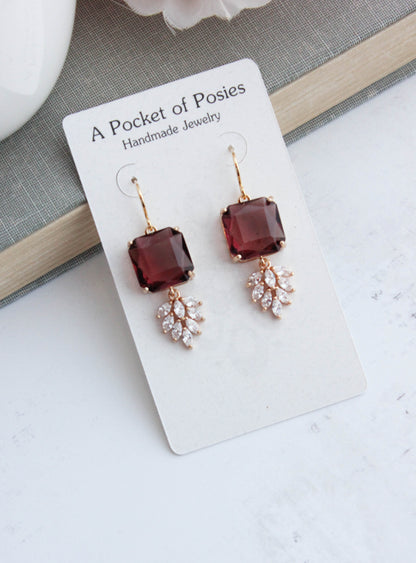 Art Deco Earrings | Glass Leaf Drops (6 Colors)