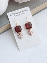 Load image into Gallery viewer, Art Deco Earrings | Glass Leaf Drops (4 Colors)