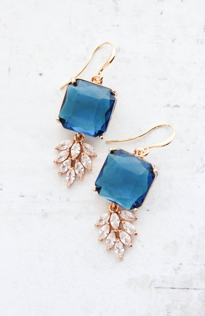 Art Deco Earrings | Glass Leaf Drops | Green