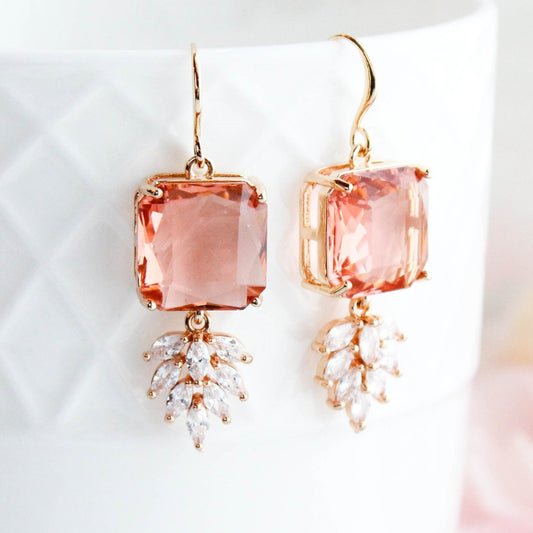 Art Deco Earrings | Glass Leaf Drops (4 Colors)