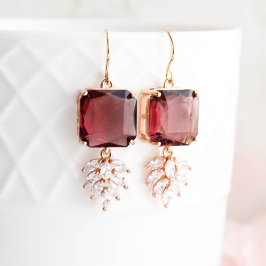 Art Deco Earrings | Glass Leaf Drops (4 Colors)