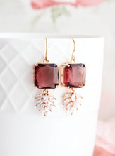 Load image into Gallery viewer, Art Deco Earrings | Glass Leaf Drops (4 Colors)
