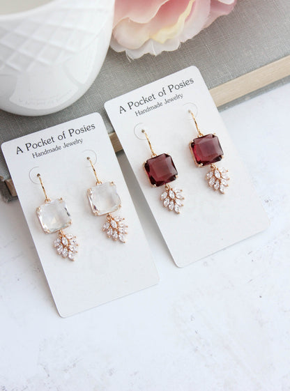 Art Deco Earrings | Glass Leaf Drops (6 Colors)