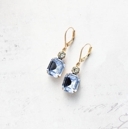 Light Sapphire Blue Glass Earrings