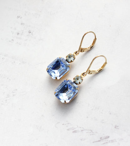 Light Sapphire Blue Glass Earrings