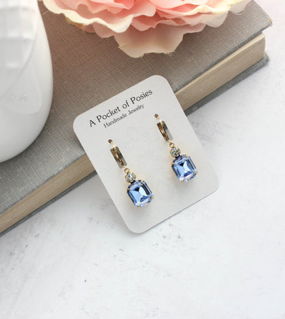Light Sapphire Blue Glass Earrings