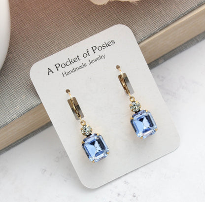 Light Sapphire Blue Glass Earrings