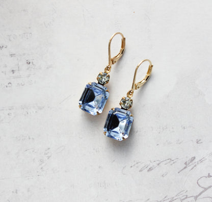 Light Sapphire Blue Glass Earrings