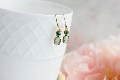 Little Lady Cameo Earrings | Light Green