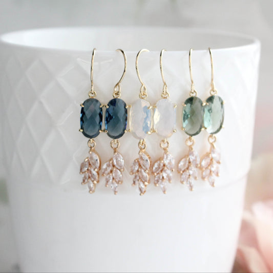 Glass Leaf Earrings (4 colors) Art Deco Earrings