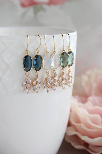 Glass Leaf Earrings (4 colors) Art Deco Style
