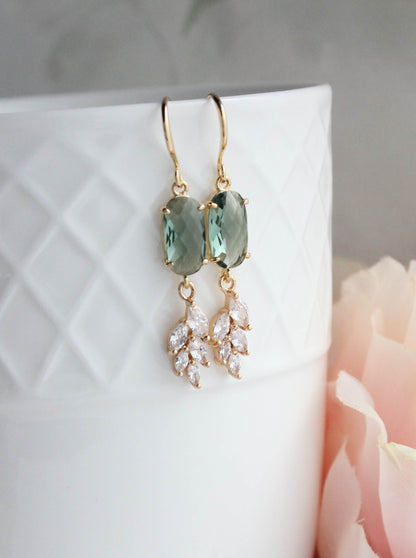Glass Leaf Earrings (4 colors) Art Deco Style