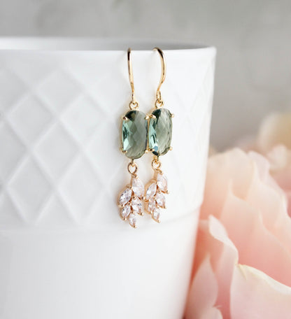 Glass Leaf Earrings (4 colors) Art Deco Style