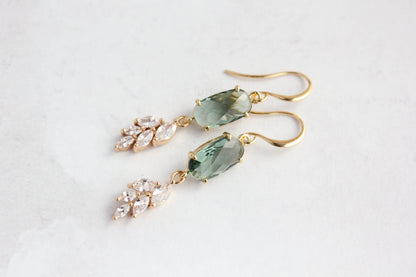 Glass Leaf Earrings (4 colors) Art Deco Style