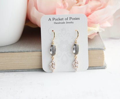 Glass Leaf Earrings (4 colors) Art Deco Style