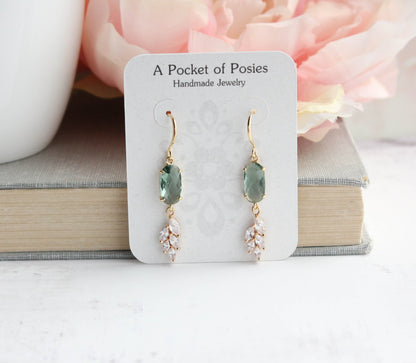 Glass Leaf Earrings (4 colors) Art Deco Style