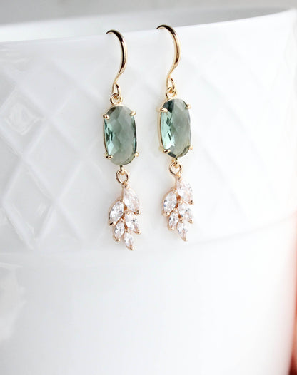 Glass Leaf Earrings (4 colors) Art Deco Style