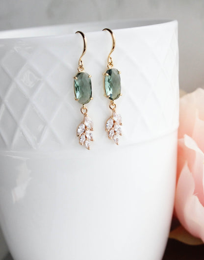 Glass Leaf Earrings (4 colors) Art Deco Style