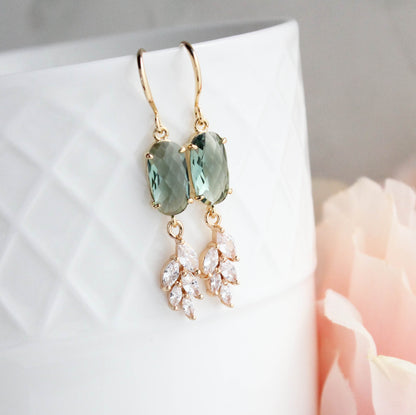 Glass Leaf Earrings (4 colors) Art Deco Style
