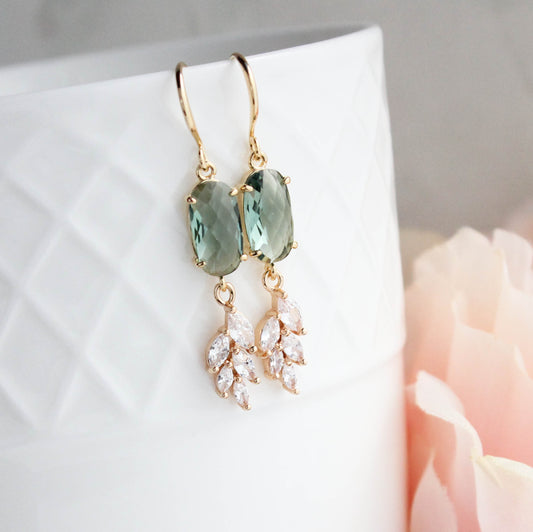 Glass Leaf Earrings (4 colors) Art Deco Style