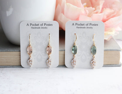 Glass Leaf Earrings (4 colors) Art Deco Style