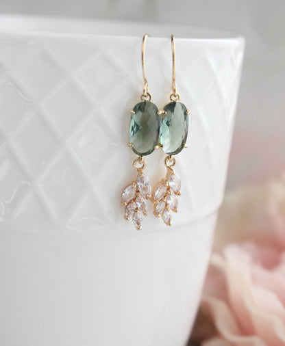 Glass Leaf Earrings (4 colors) Art Deco Style