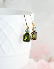 Load image into Gallery viewer, Olivine Green Glass Earrings
