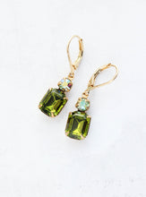 Load image into Gallery viewer, Olivine Green Glass Earrings