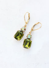 Load image into Gallery viewer, Olivine Green Glass Earrings