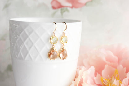 Sparkle Drop Earrings | Yellow and Blush Peach