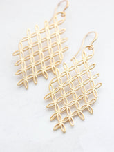Load image into Gallery viewer, Gold Art Nouveau Chandelier Earrings | Art Deco Flowers