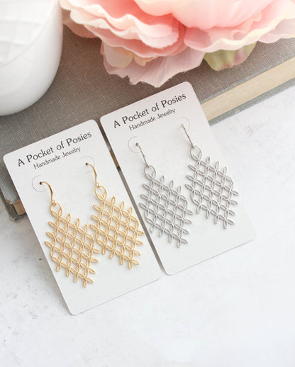 Gold Art Nouveau Chandelier Earrings | Art Deco Flowers