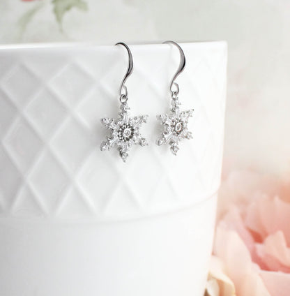 Small Silver Snowflake Earrings